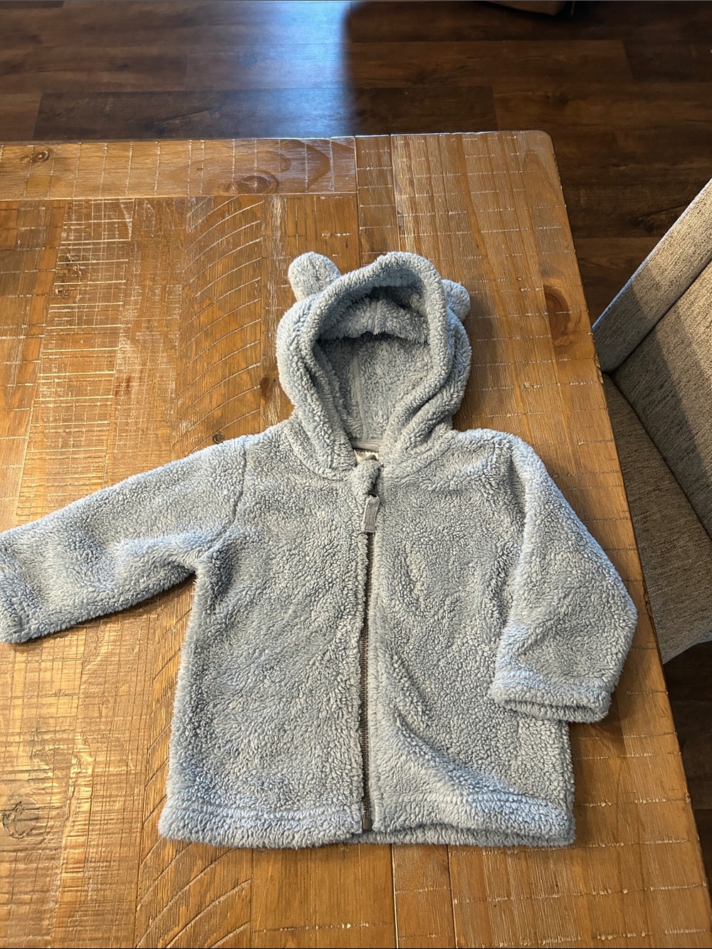 Hanna Andersson Light Gray Teddy Hooded Jacket with Ears